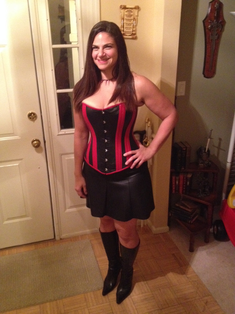 Leather Overbust Corset; Best in Black & Red