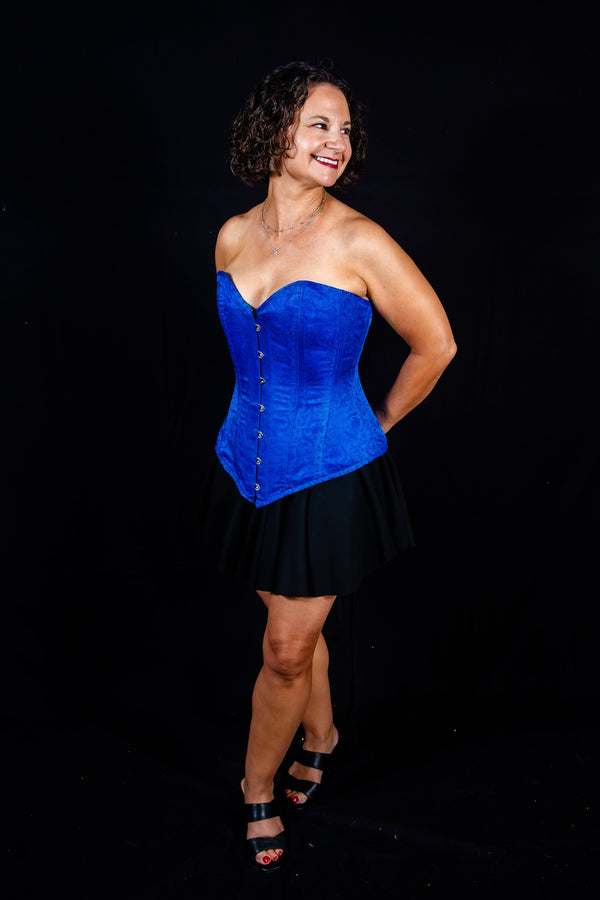 Silk Overbust Corset; Blue Overbust