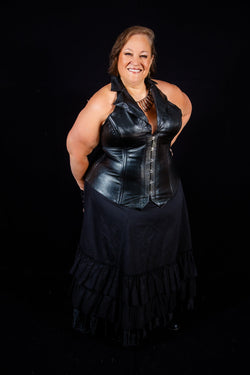 Leather Overbust Corsevest; Black Overbust