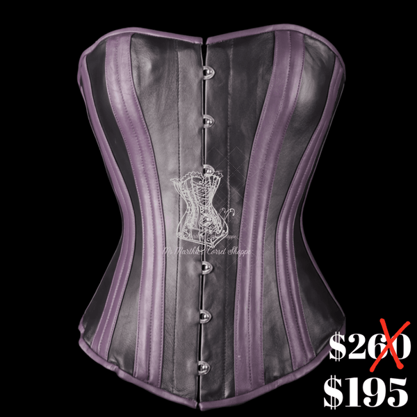 Ms. Martha Best Leather Overbust Corset - Black/purple