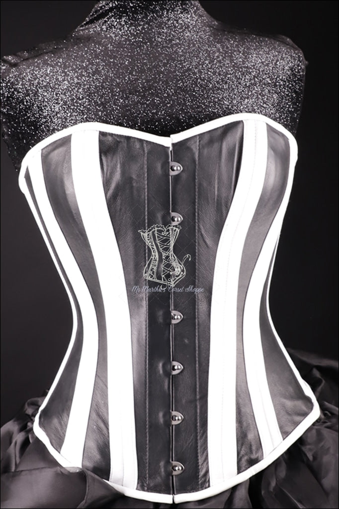 Best Black And White Leather Corset Overbust