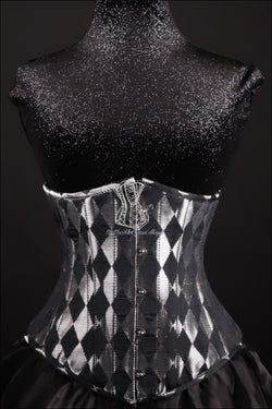 Harlequin Silk Underbust Corset Silver And Black