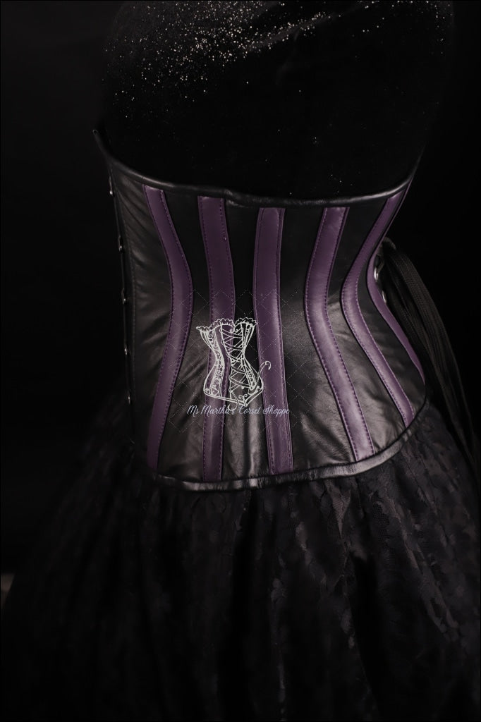 Stripes Purple Black Leather Underbust