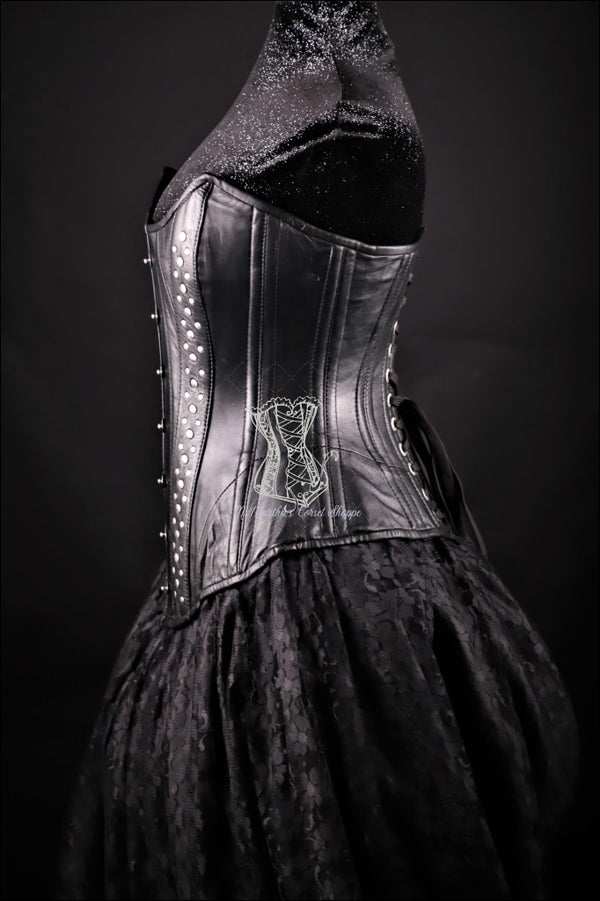 Studded Beauty Black With Faux Crock Insert Corset Overbust