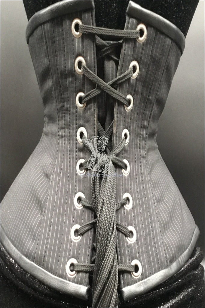 Pin Stripes Silk & Leather Underbust Corset