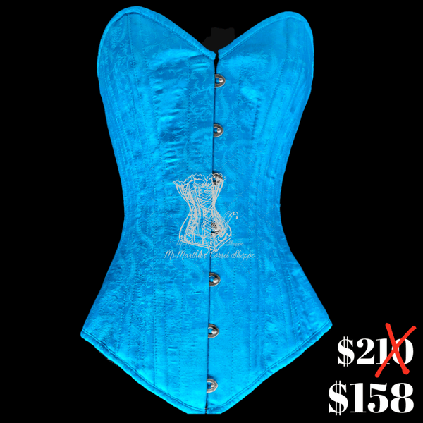 Ms. Martha Silk Overbust Corset - Turquoise