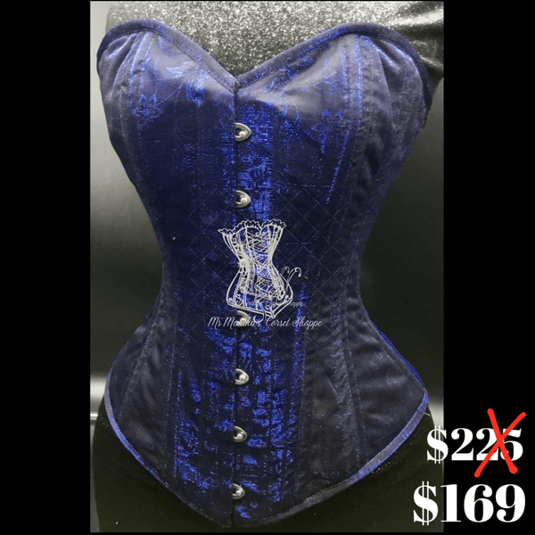 Ms. Martha Silk Sparkle Overbust Corset - Blue