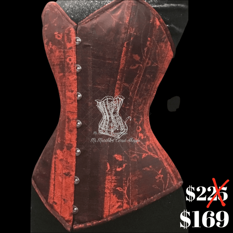 Ms. Martha Silk Sparkle Overbust Corset - Red