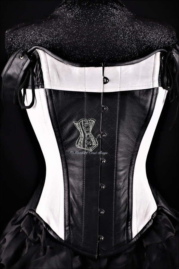 Tulip Leather Black White Corset Overbust